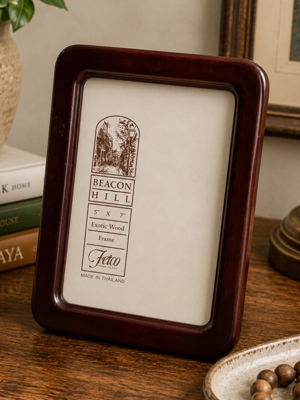 Fetco Beacon Hill Exotic Wood 5x7 Picture Frame Made in Thailand Dark Wood - VTG